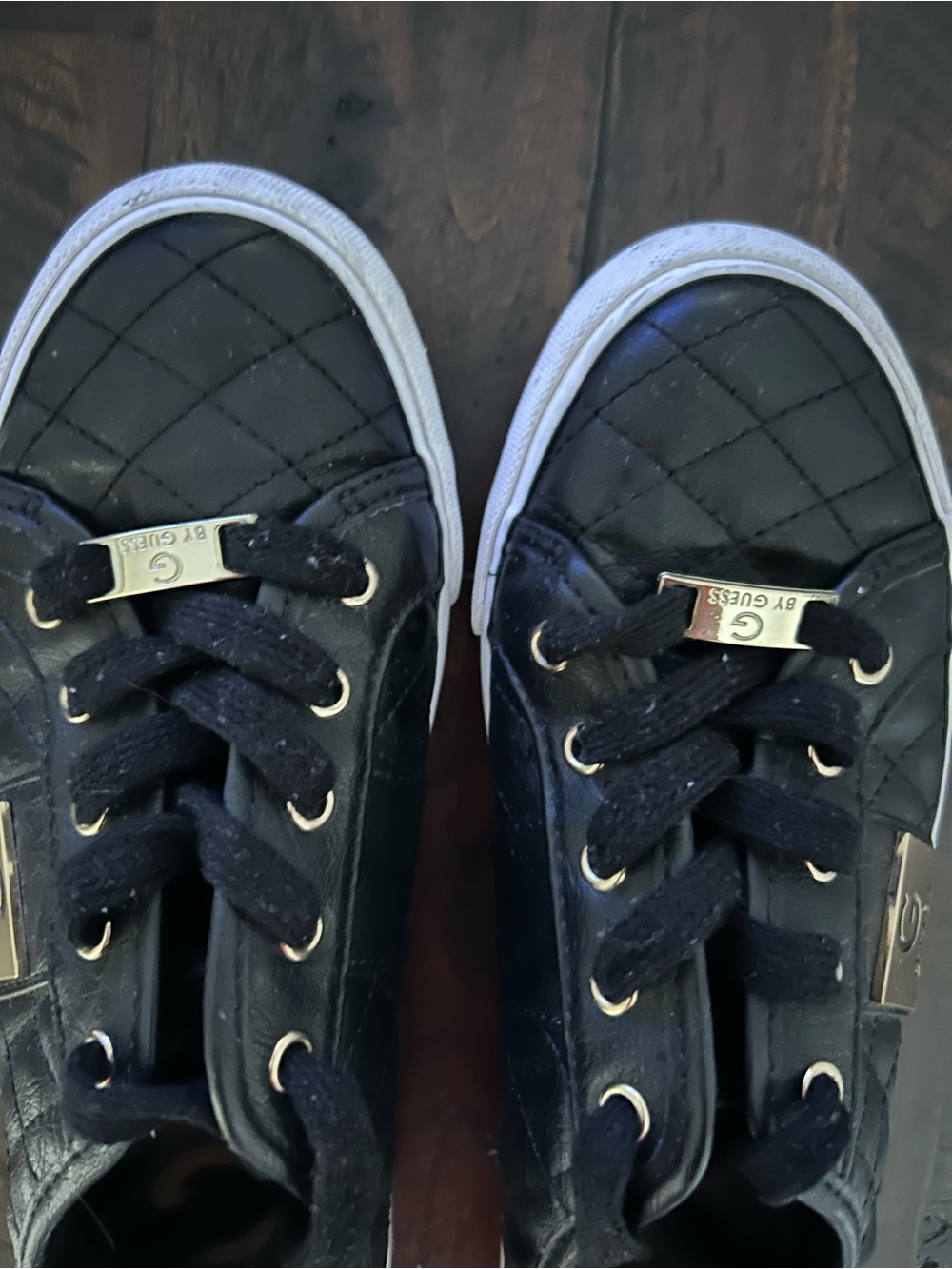 Guess Kids Black Quilted Slip-On Sneakers with White Sole